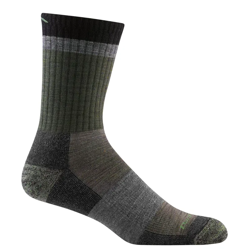 Darn Tough Heady Stripe Micro Crew Lightweight Hiking Socks Mens in Fatigue